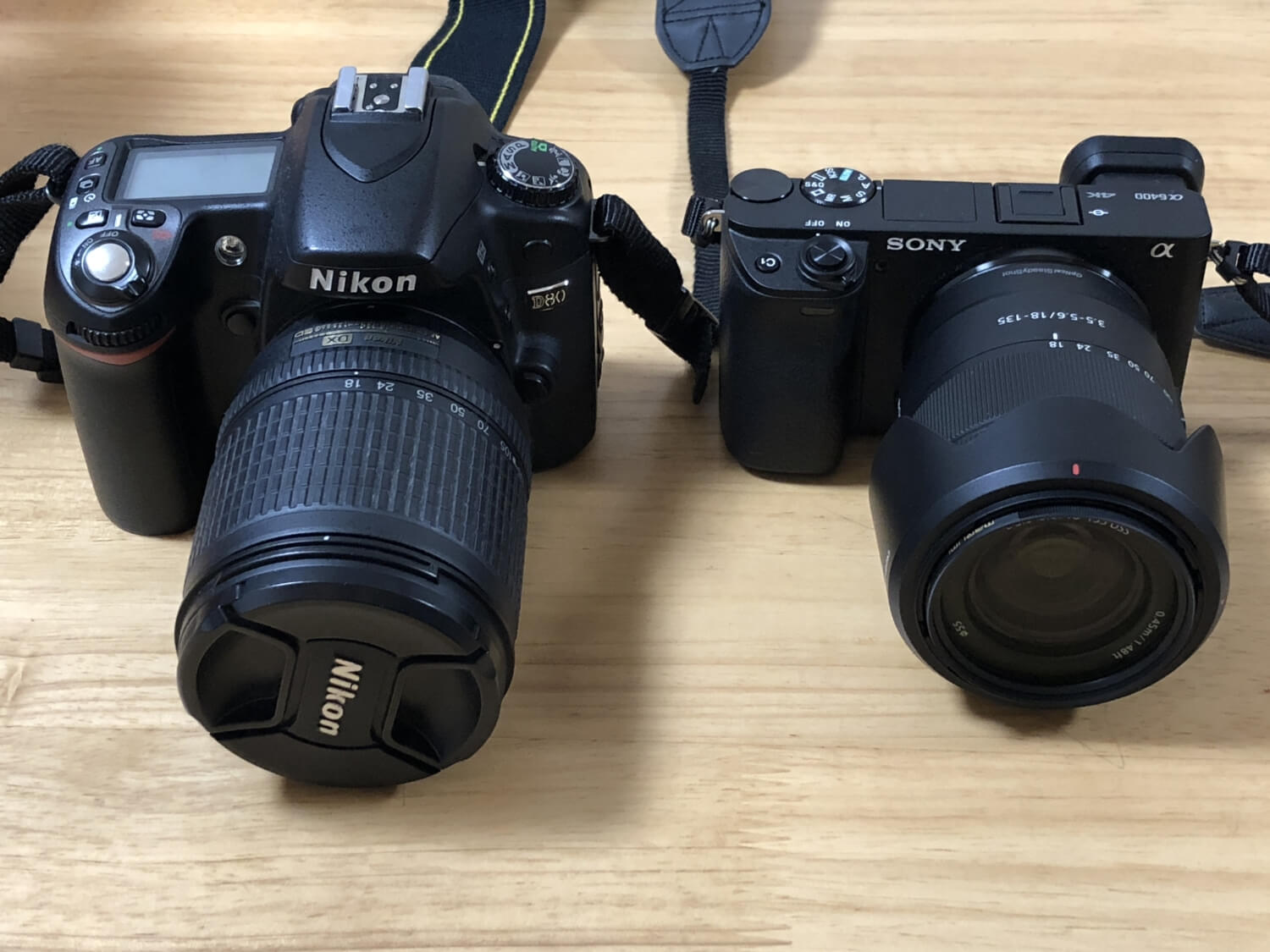 Nikon D80とSONY α6400大きさ比較